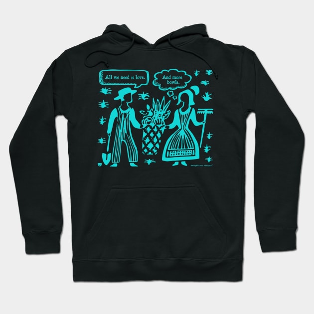 Love and More Bowls - Pyrex Butterprint (Turquoise) Hoodie by SmokyKitten